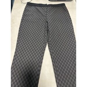 Halogen Womens Straight Pants Black Checkered Mid Rise Stretch Quinn Fit 8